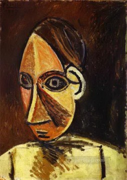 woman carrying pitcher head Painting - Head of a Woman 1907 cubism Pablo Picasso
